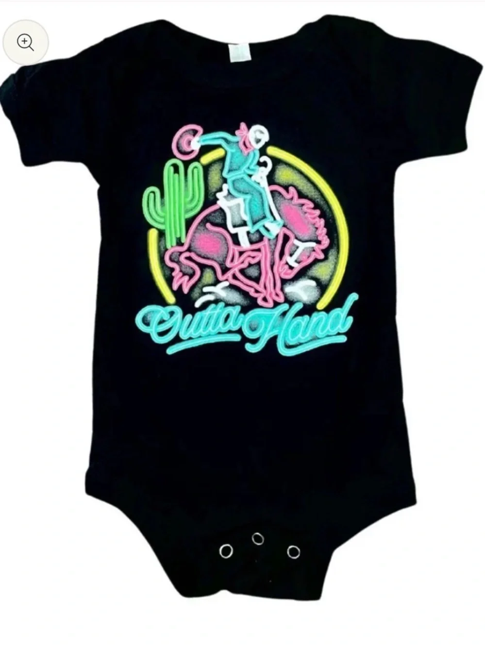 Bella Canvas Black One-Piece with Neon Rodeo Graphic - Picture 1 of 7